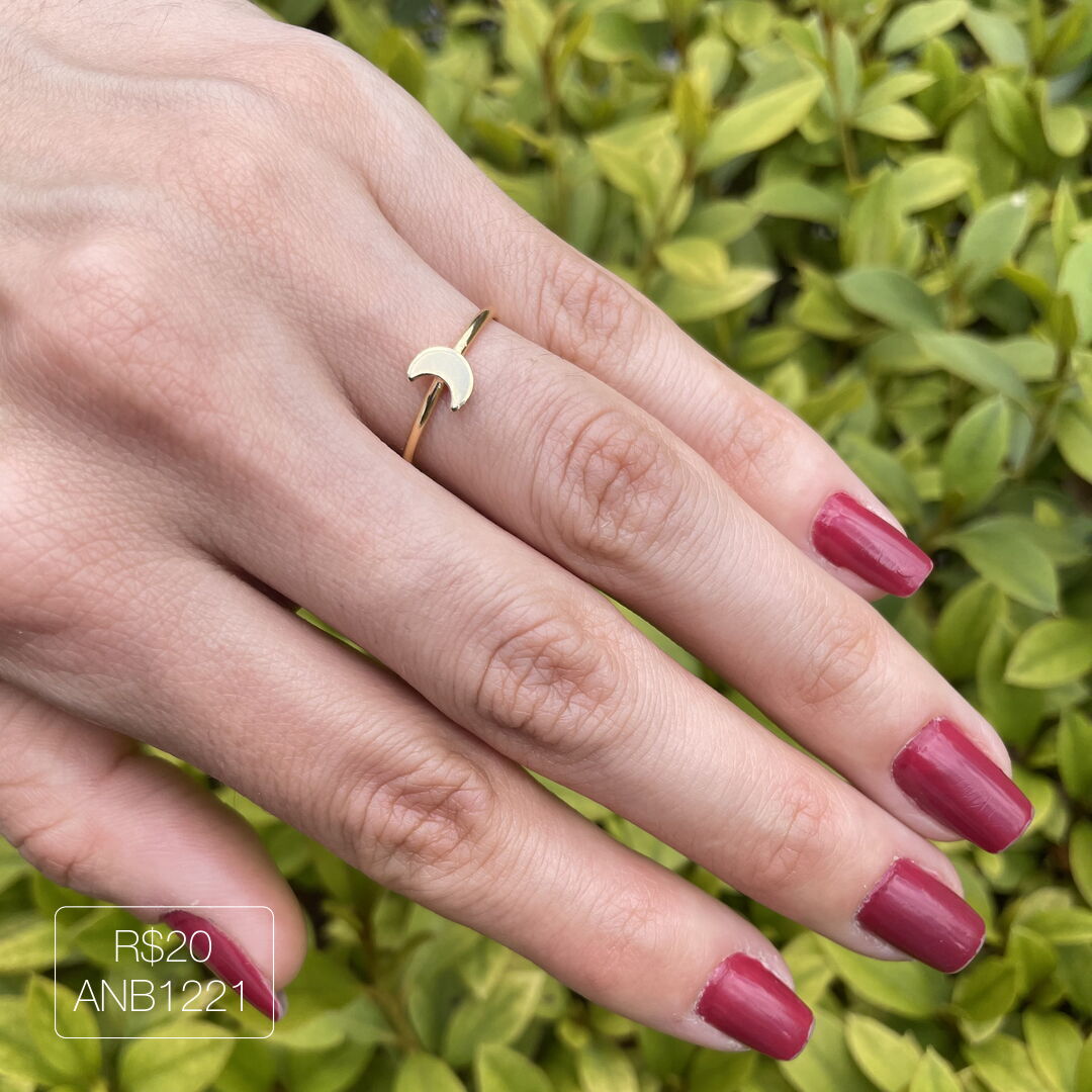 Anel Fio Lua Liso Dourado